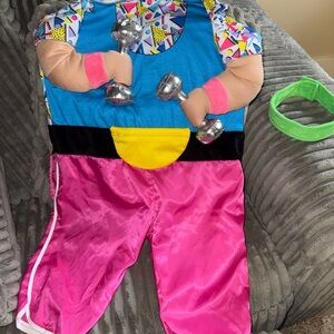 Retro Workout Dog Costume - Pink and Blue